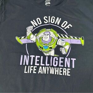 Disney Black and Purple Buzz Lightyear Tee Funny Graphic Toy Story Dad Joke